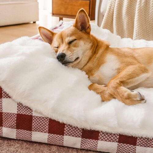 Large Classic Check Headrest Rectangle Calming Dog