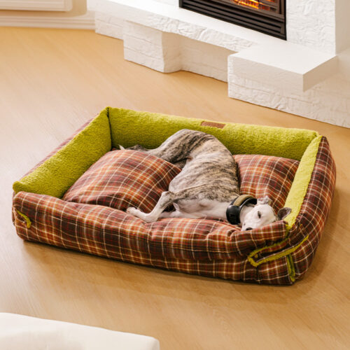Large Washable Vintage Tartan Folding Blanket Dog 