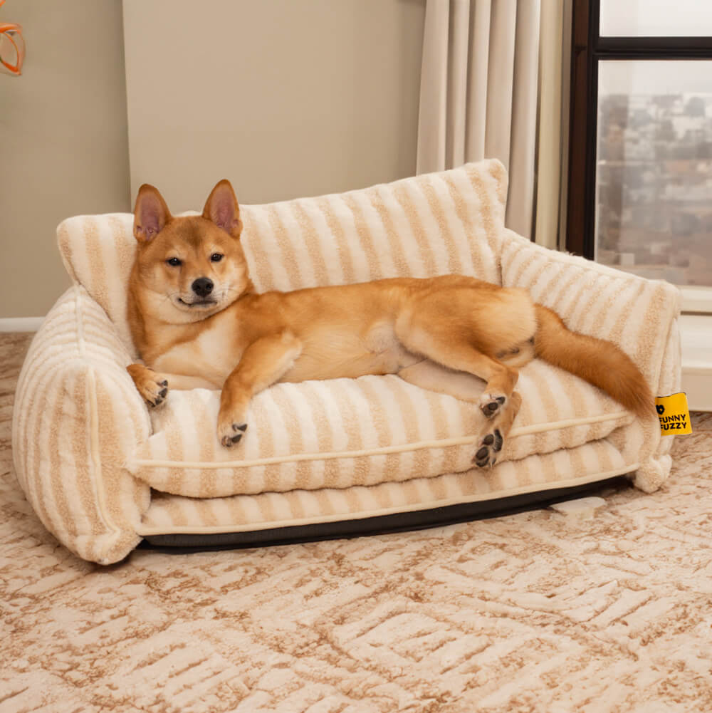 Trendy Striped Faux Lambswool Double Layer Dog & C