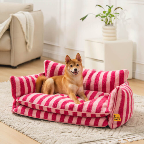 Trendy Striped Faux Lambswool Double Layer Dog & C
