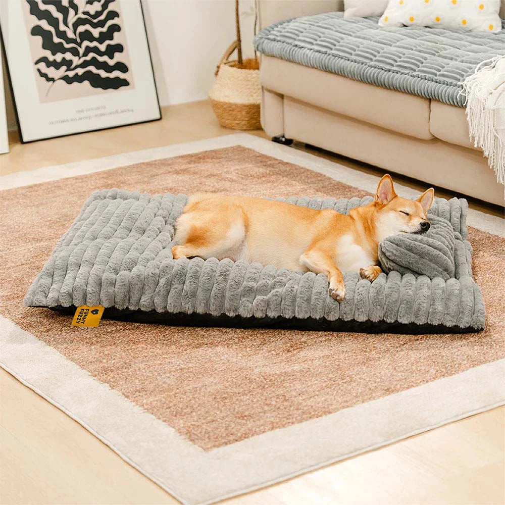 Plush Fluffy Thick Comfort Calming Dog Bed with Pi