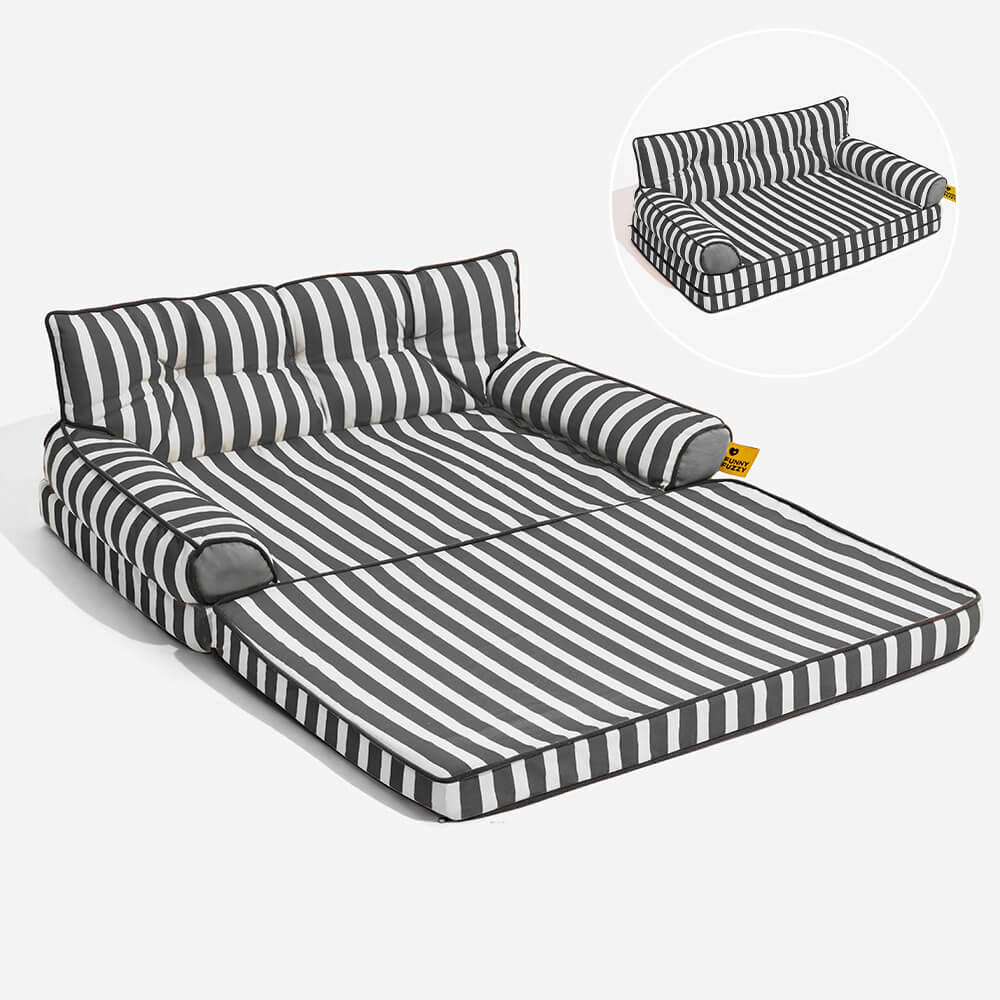 Stripe Waterproof Foldable Large Dog Sofa Bed - Su