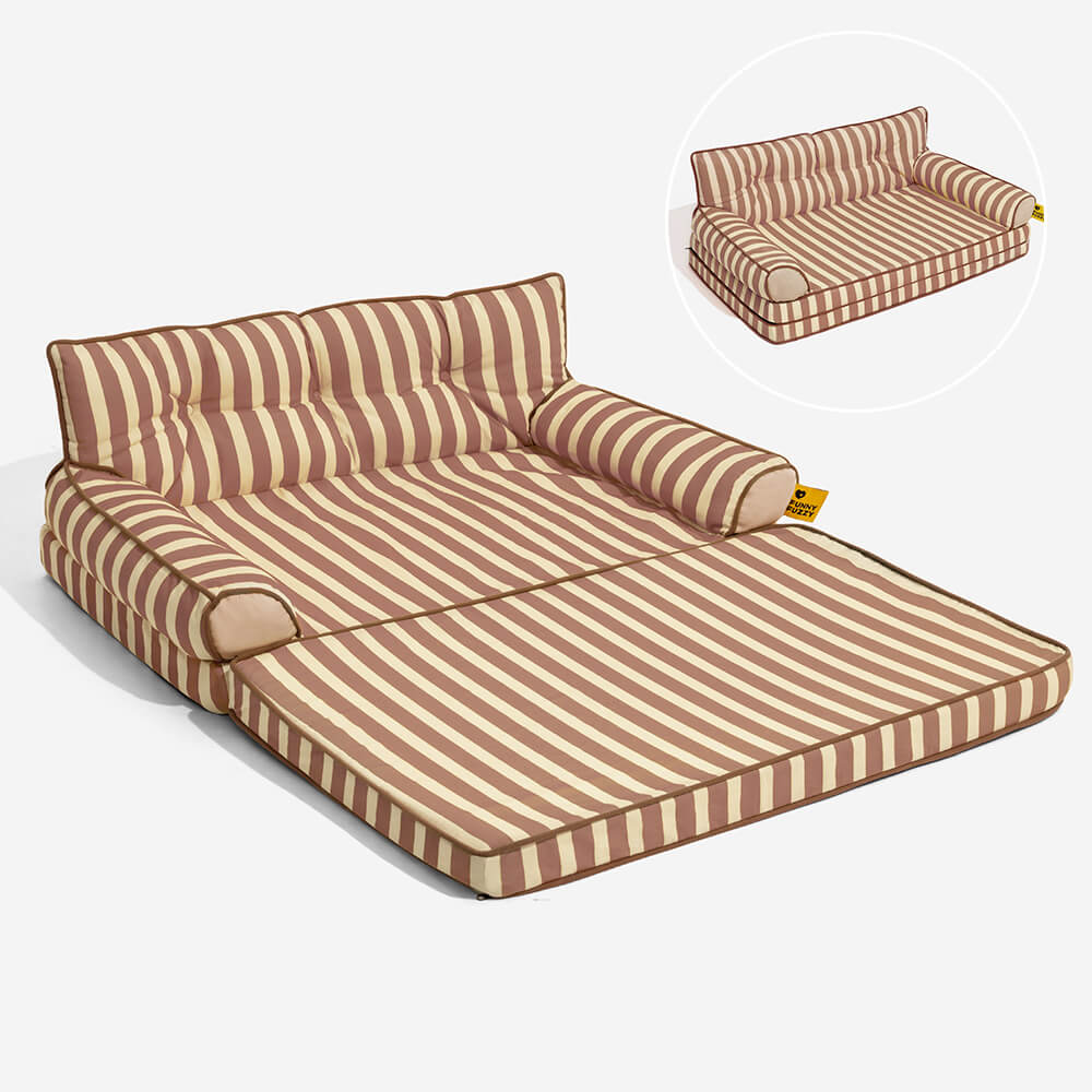 Stripe Waterproof Foldable Large Dog Sofa Bed - Su