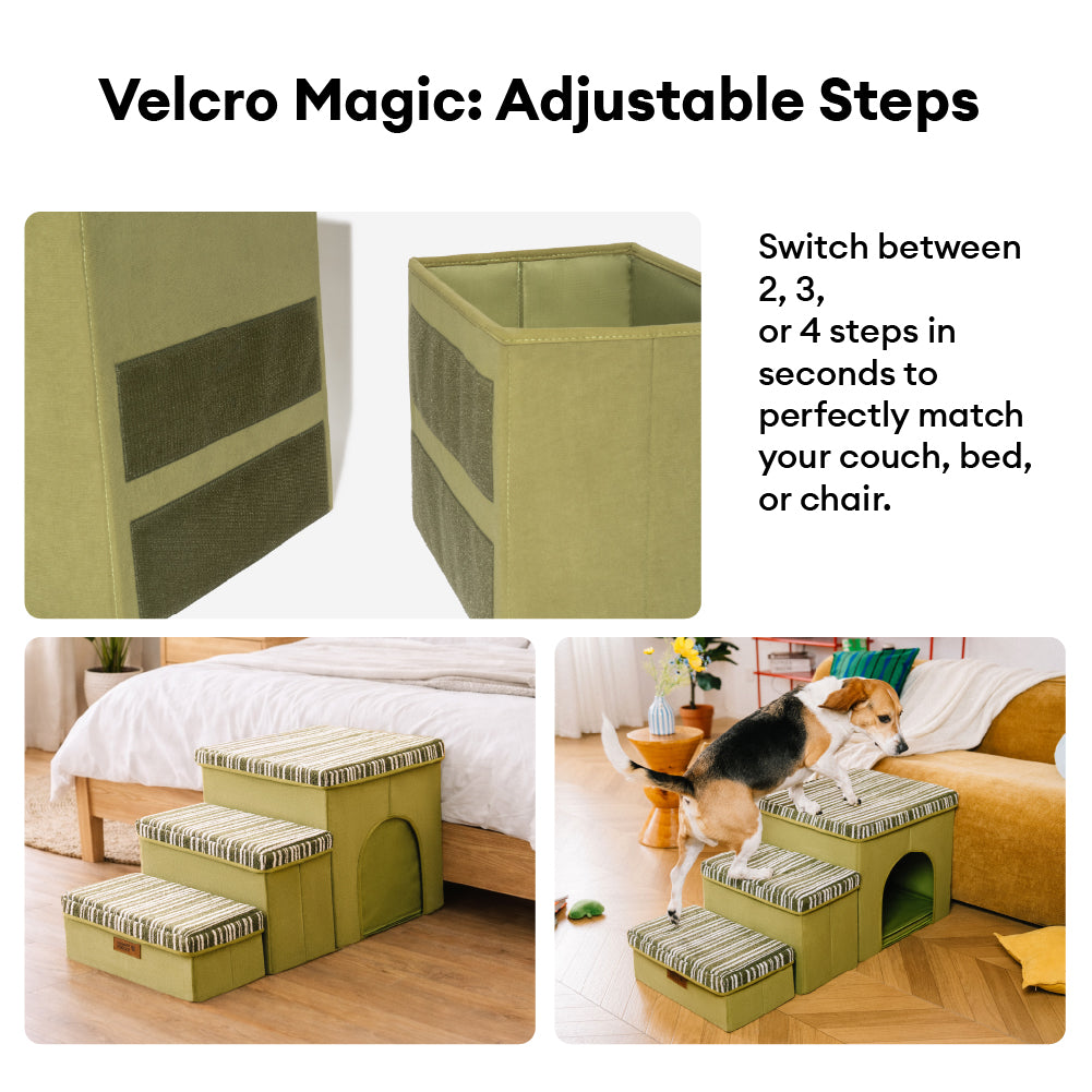 Foldable Dog Stairs with Storage and Condo - Funny