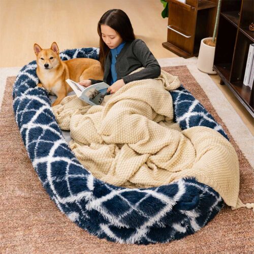 Classic Fluffy Super Large Donut Human Dog Bed - C