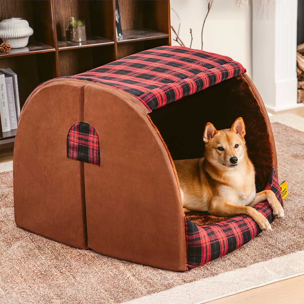 Classical Plaid House Orthopedic Dog Bed - Retreat