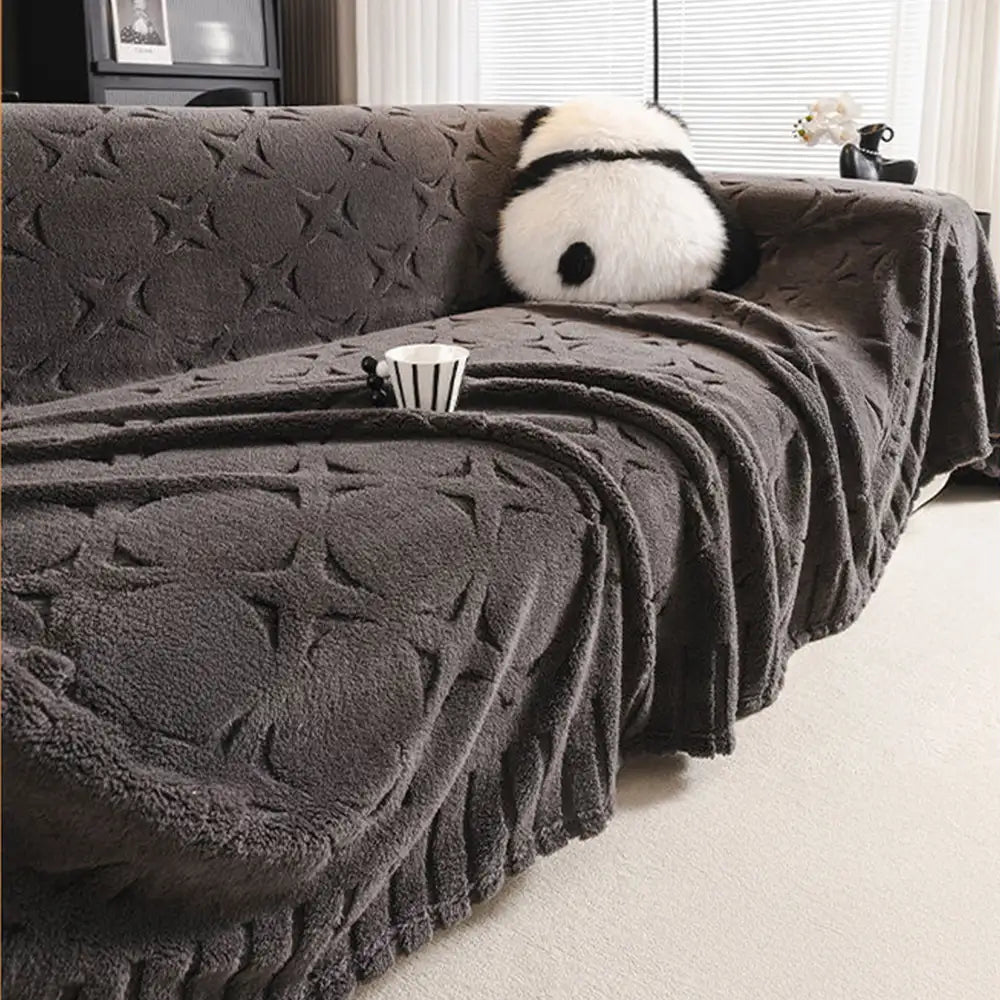 Cream Textured Jacquard Design Sofa Decorative Thr