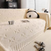 Cream Textured Jacquard Design Sofa Decorative Thr