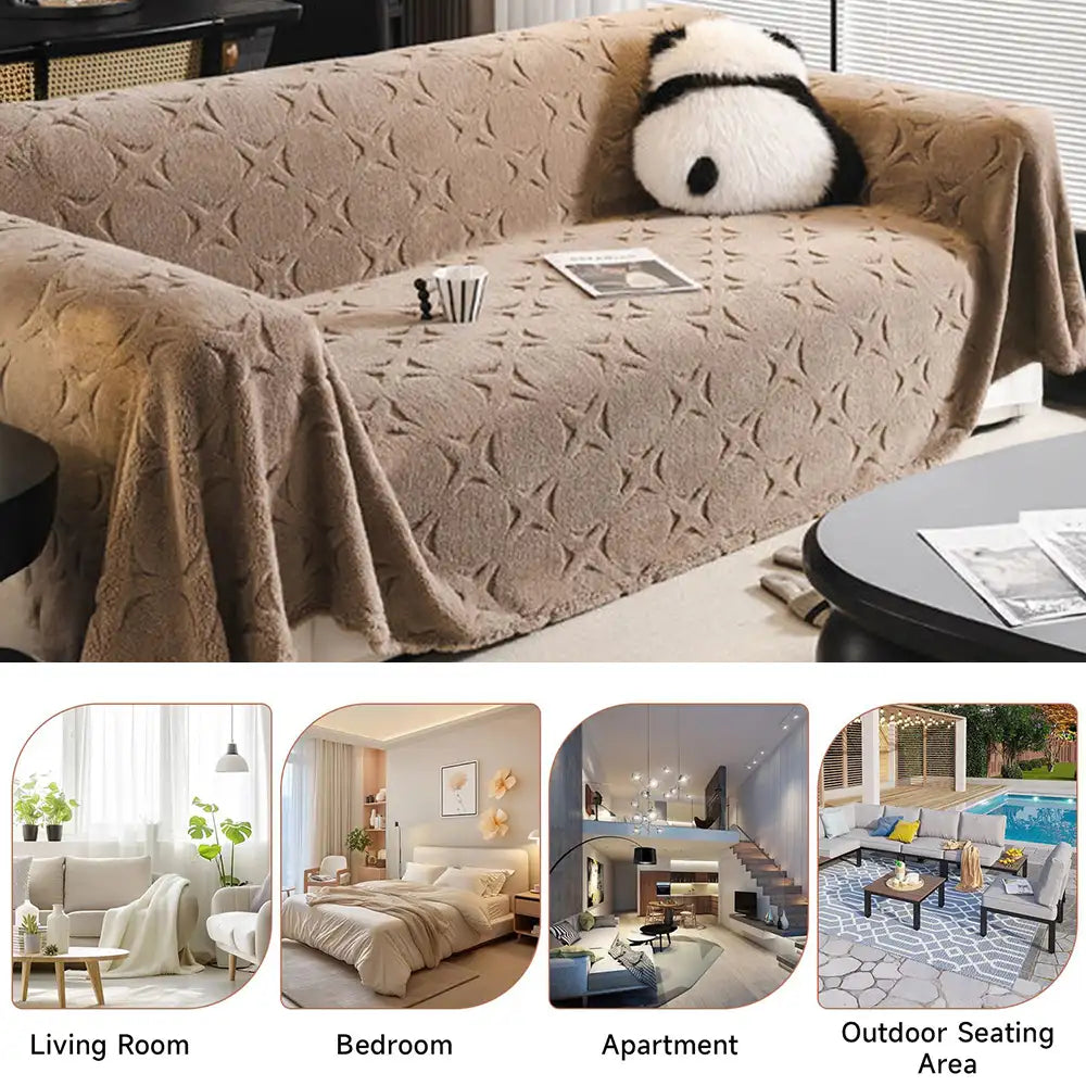 Cream Textured Jacquard Design Sofa Decorative Thr