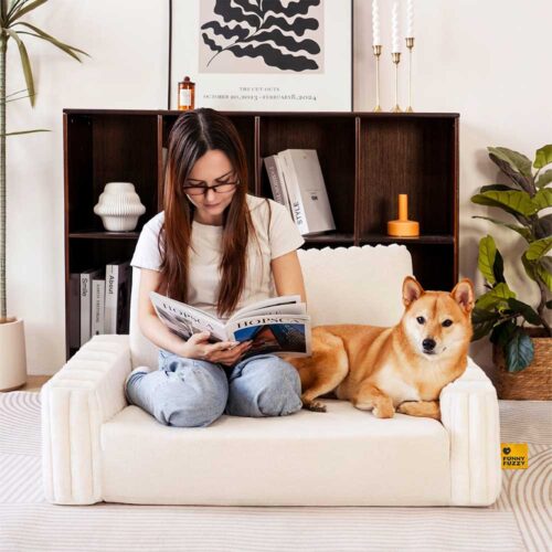 Creamy Fluffy Orthopedic Human-Dog Bolster Bed - E