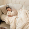 Baroque Style Embossed Milk Velvet Soft Fleece Bla