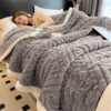 Baroque Style Embossed Milk Velvet Soft Fleece Bla