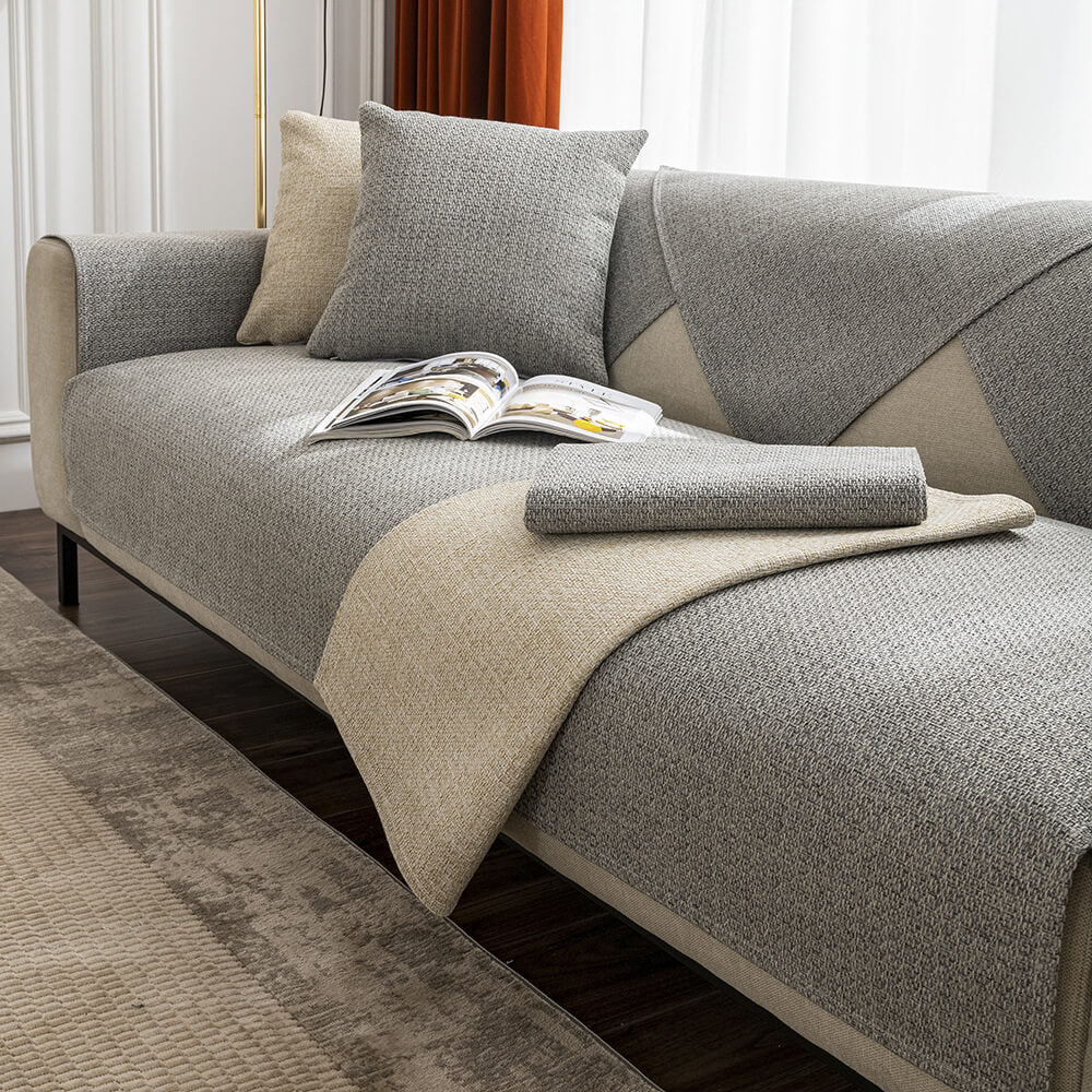 Minimalist Solid Color Breathable Faux Linen Couch