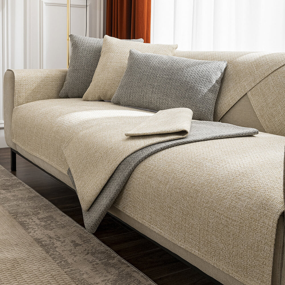 Minimalist Solid Color Breathable Faux Linen Couch