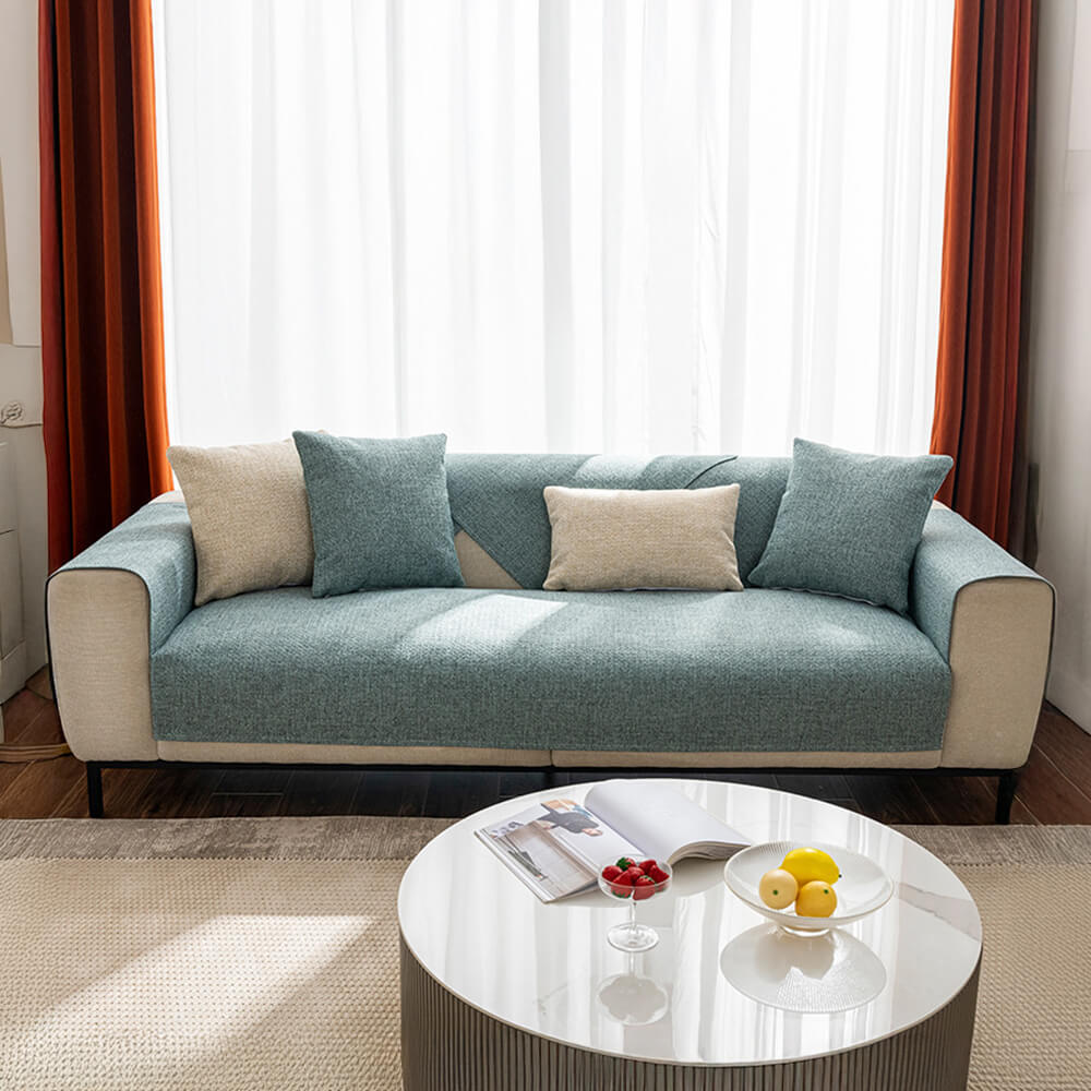 Minimalist Solid Color Breathable Faux Linen Couch