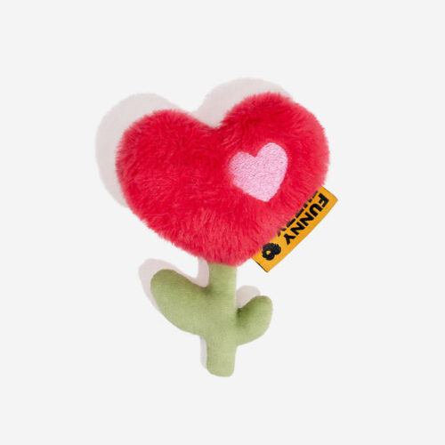 FUNNYFUZZY Valentine's Day Rose Plush Squeaky Dog 