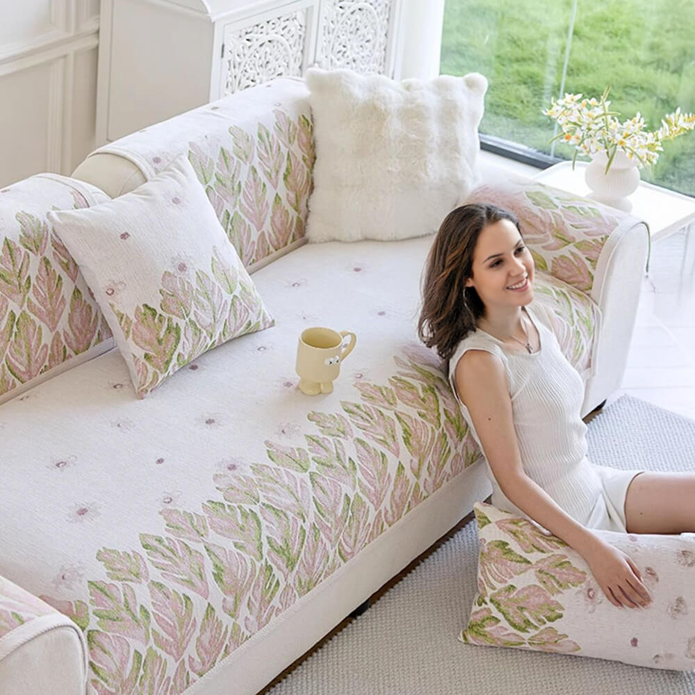 Chenille Romantic Botanical Design Comfortable Cou