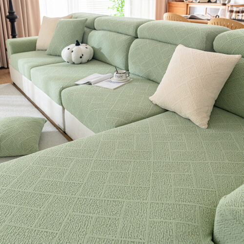 Diamond Jacquard Plush Full-Cover Stretch Couch Co