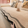 Non-Slip Herringbone Chenille Couch Cover with Wav