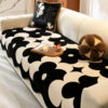 Elegant Floral Chenille Couch Cover with Wavy Bord