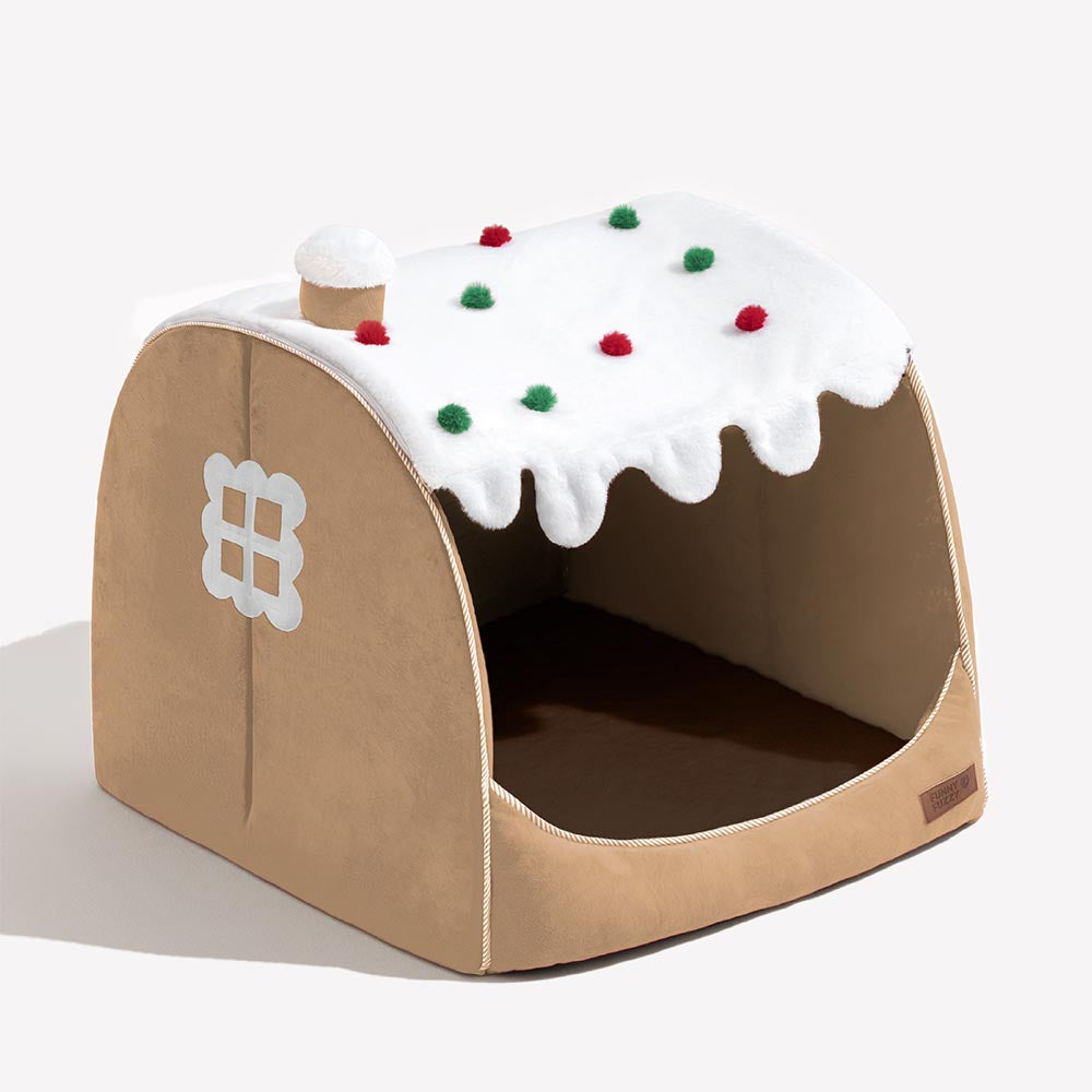 Festive Snow House Orthopedic Dog Bed - Christmas
