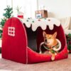 Festive Snow House Orthopedic Dog Bed - Christmas