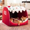 Festive Snow House Orthopedic Dog Bed - Christmas