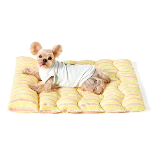 Alternative view of Color-Blocked Striped Breathable Double-Sided Soft Pet Mat