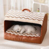 Cozy Cabin Portable Semi-Enclosed Dog Bed with Roo