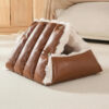 Faux Leather Vintage Multi-function Plush Dog Bed 