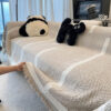 Herringbone Pattern Fringed Chenille Throw Couch C