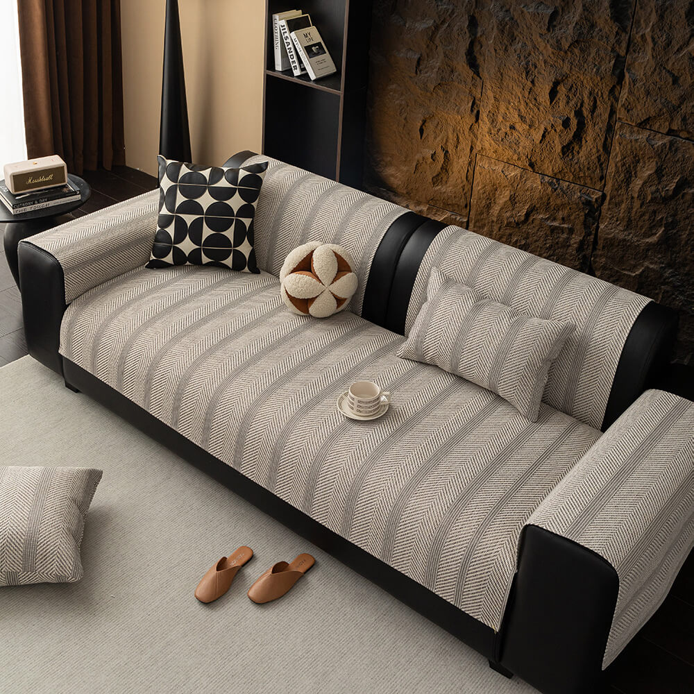 Minimalist Herringbone Weave Breathable Faux Linen