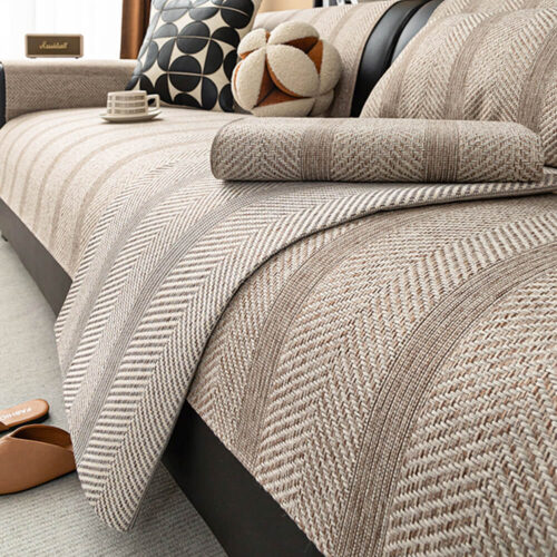 Minimalist Herringbone Weave Breathable Faux Linen