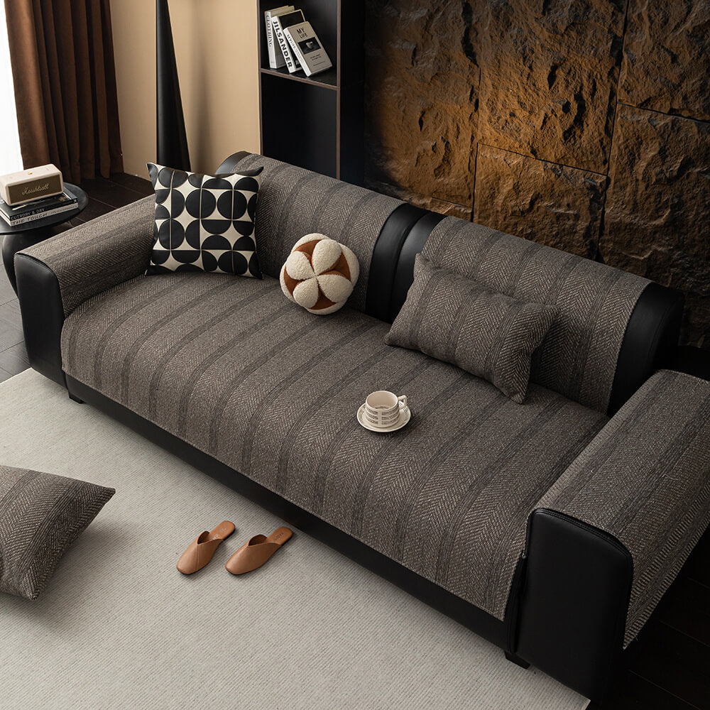 Minimalist Herringbone Weave Breathable Faux Linen