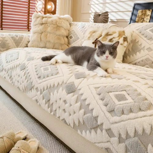 Modern Geometric Thick Plush Anti-Scratch Non-Slip