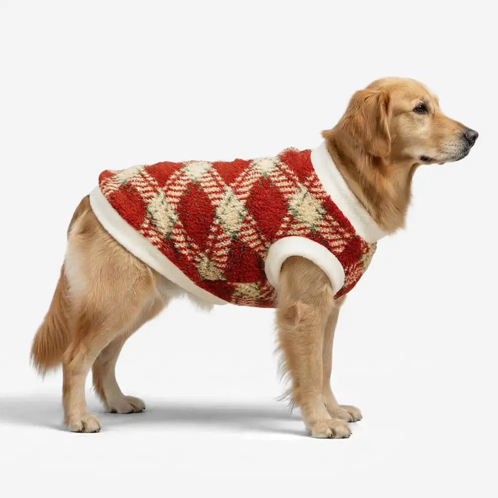 Plaid Comfortable Warm Plush Dog Sweater Suitable