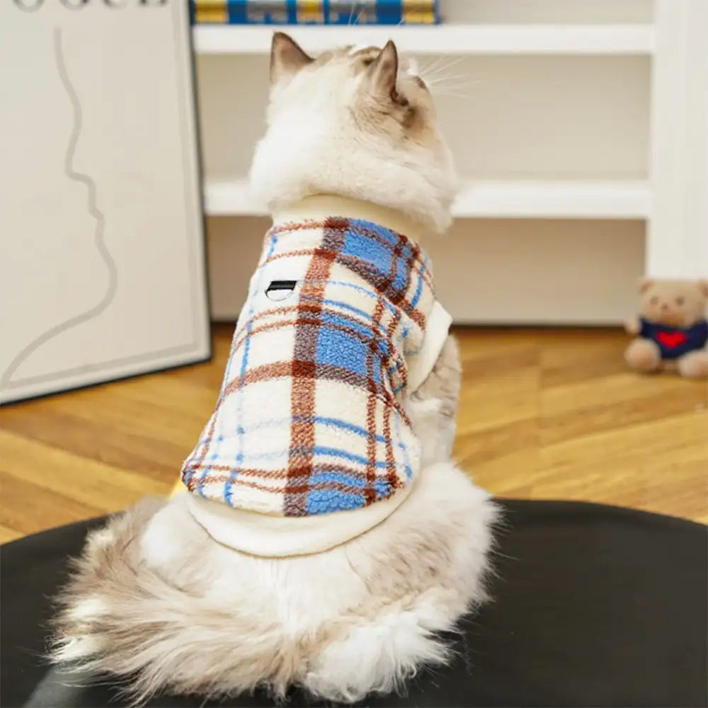 Plaid Comfortable Warm Plush Dog Sweater Suitable