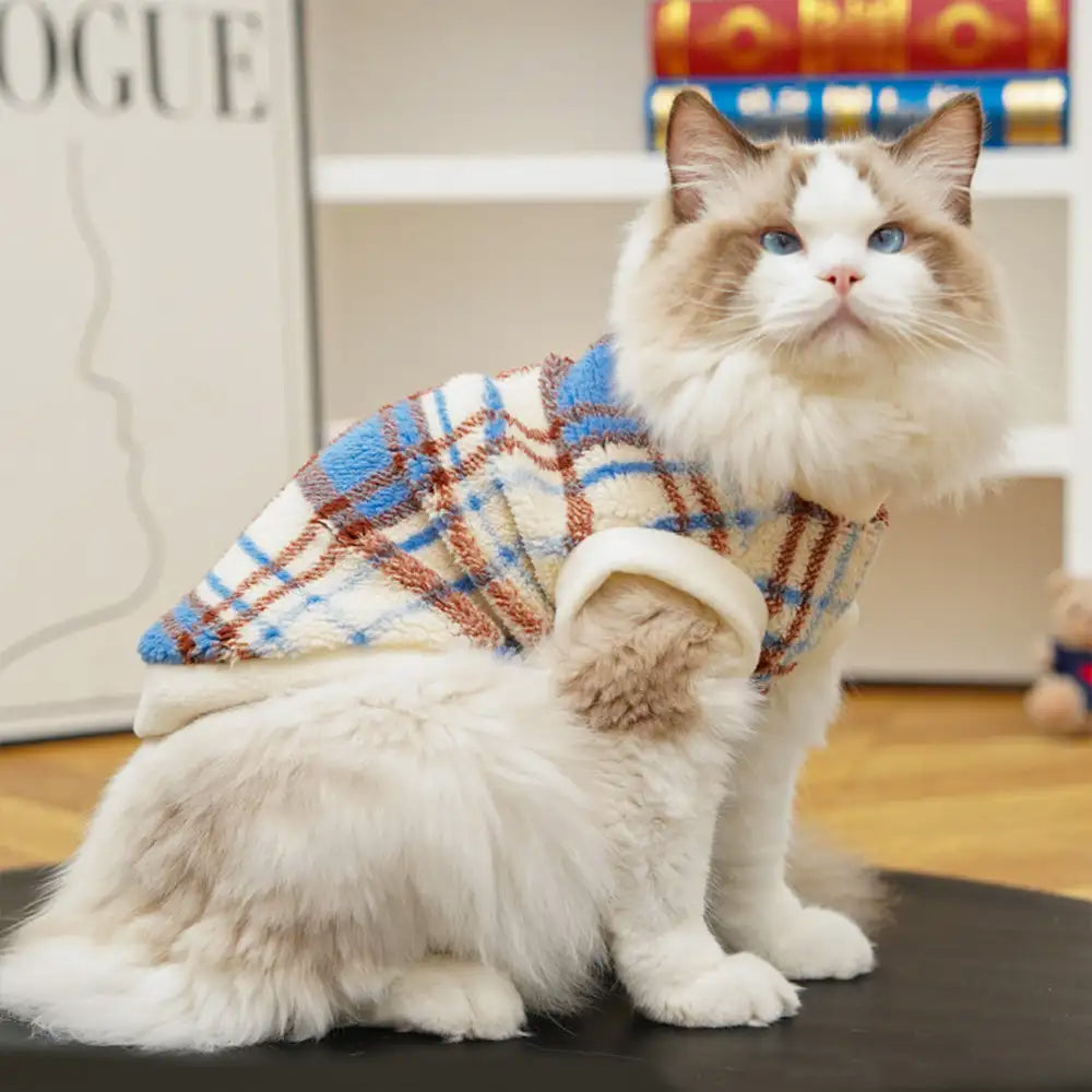 Plaid Comfortable Warm Plush Dog Sweater Suitable