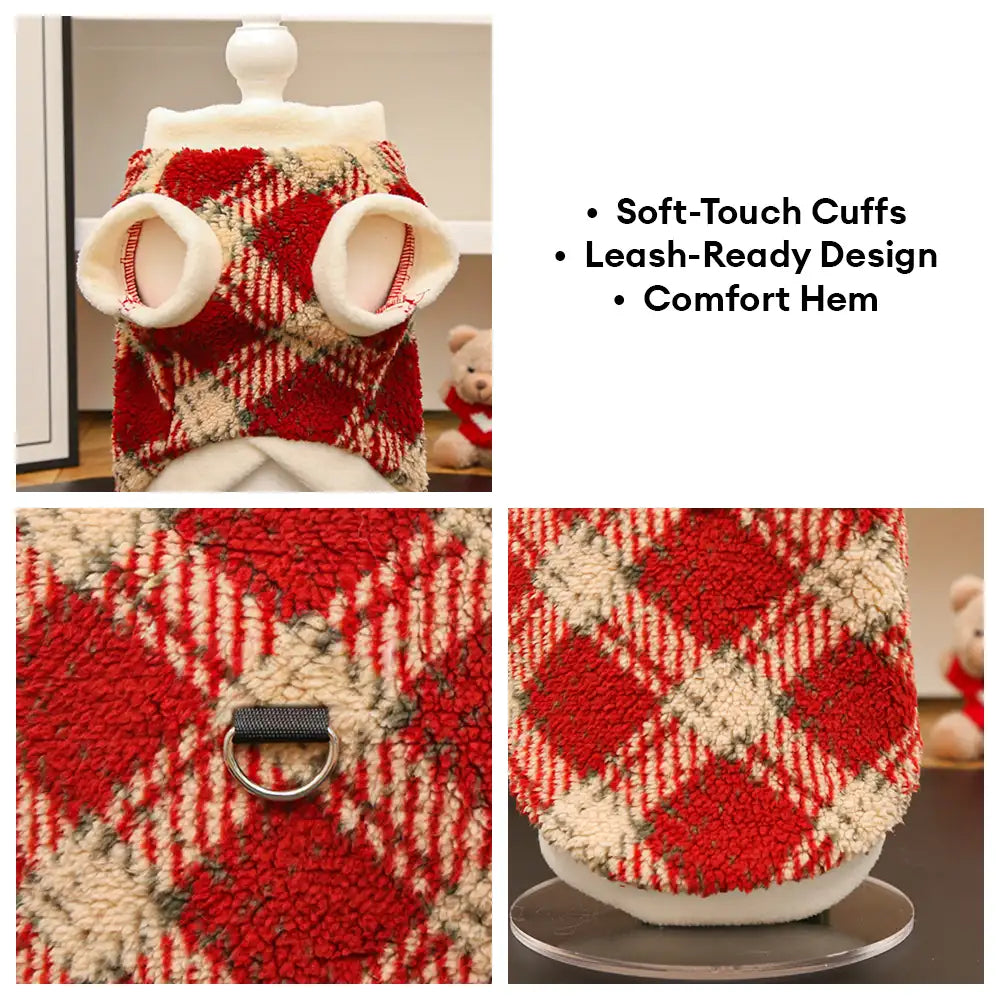 Plaid Comfortable Warm Plush Dog Sweater Suitable