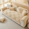 Plush Cream Geometric All Seasons Non-Slip Couch C