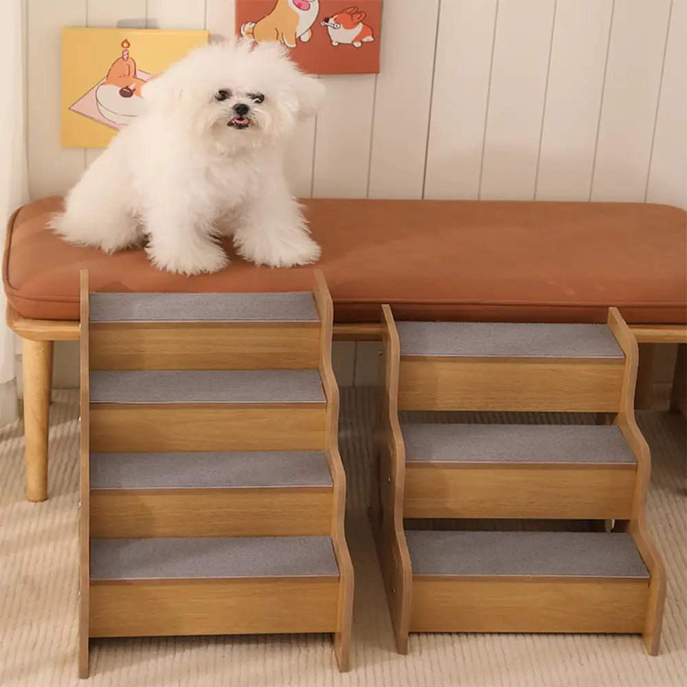 Safe Sturdy Wood Non-Slip Dog Ramp Stairs