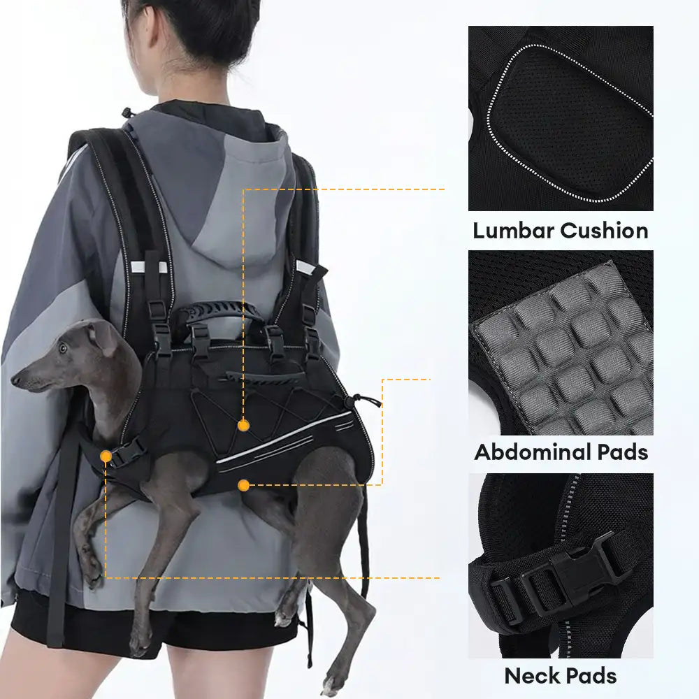 Spine-Friendly Horizontal Dog Backpack Carrier wit