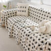 Stylish Checkered Fringed Tassel Chenille Sofa Pro