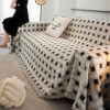 Stylish Checkered Fringed Tassel Chenille Sofa Pro