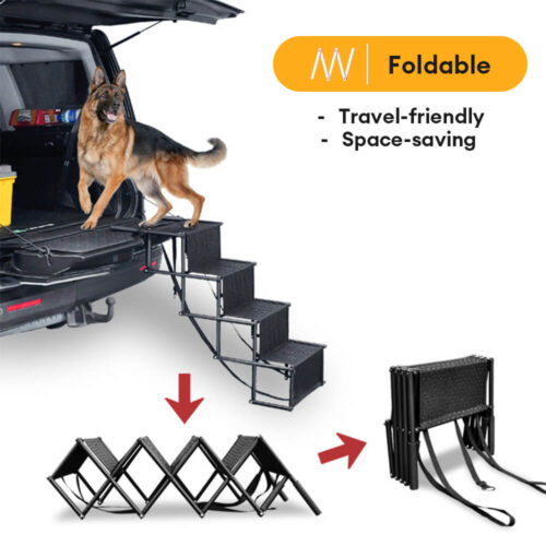 Travel Portable Foldable 4-Steps Non-Slip Dog Car 