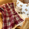 Warm Cozy Plaid Sherpa Fleece Thickened Blanket fo