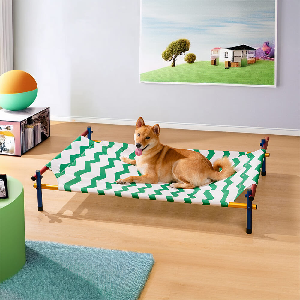 Vibrant Summer Print Style Aluminum Elevated Dog B