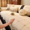 Wavy Pattern Anti-Scratch Plush Couch Cover