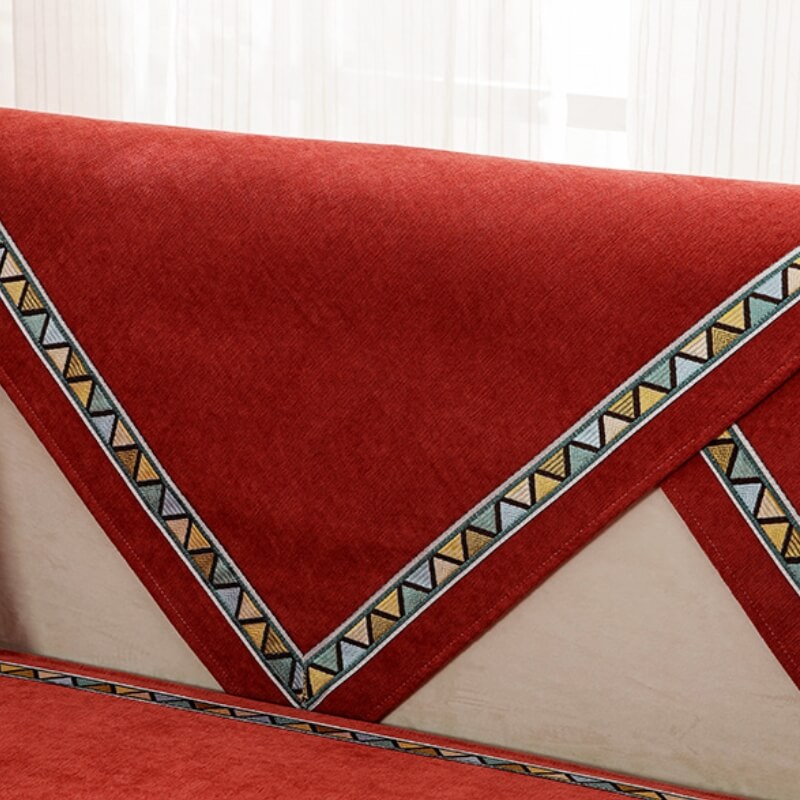 Geometric Decor Solid Color Chenille Non-Slip Comf