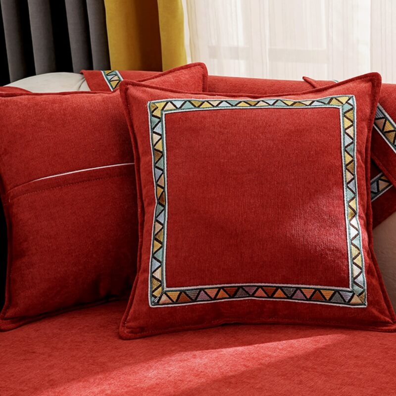 Geometric Decor Solid Color Chenille Non-Slip Comf